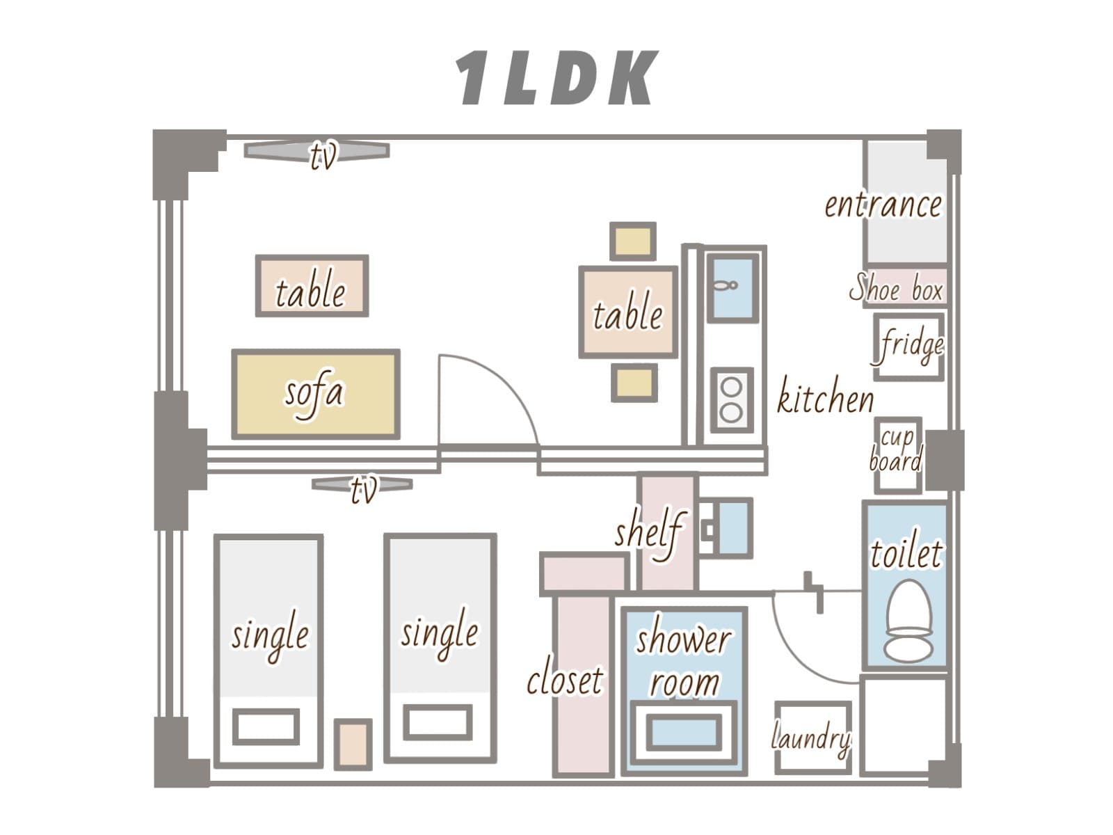 1LDK スイート - オーシャンビューの間取り